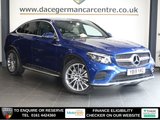 USED 2019 19 MERCEDES-BENZ GLC 2.0 GLC250 AMG Line Coupe 5dr Petrol G-Tronic+ 4MATIC Euro 6 (s/s) (211 ps) HIGH SPECIFICATION 4 WHEEL DRIVE MERCEDES WITH A SUPER PEDIGREE - COMES WITH A FULL MERCEDES MAIN DEALER SERVICE HISTORY + SATELLITE NAVIGATION + REAR VIEW CAMERA + BLUETOOTH CONNECTIVITY INCLUDING MEDIA STREAMING + FRONT AND REAR PARKING SENSORS + ELECTRIC TAILGATE + AUTOMATIC LED HEADLIGHTS + DUAL ZONE CLIMATE CONTROL + AIR CONDITIONING + LED DAY TIME RUNNING LIGHTS + DAB DIGITAL RADIO + SELECTABLE DRIVING MODES + AUTOMATIC WIPERS WITH RAIN SENSORS + SIDE STEPS + LEATHER MULTIFUNCTIONAL STEERI