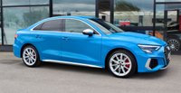 PRE-OWNED 2022 22 AUDI S3 2.0 TFSI Saloon 4dr Petrol S Tronic quattro Euro 6 (s/s) (310 ps) Turbo Blue (575 option), Full Fine Black Nappa Leather S Embossed Sports Seats, Comfort and Sound pack (&pound;995 option), Heated Seats, Satellite Navigation, Brake Callipers in Red With S3 Logo (&pound;290 option), Inlays in Dark Spectrum Aluminium, 3 Spoke Multi Function Steering Wheel, Audi Beam, Auto Dim Rear View Mirror, Audi Drive Select, BAB Radio, Audi Smartphone Interface, Virtual Cockpit, Electric Adjustable heated and Folding Mirrors, Hill Hold Assist, Illuminated Door Sill Trims, Light and Rain