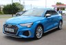 USED 2022 22 AUDI S3 2.0 TFSI Saloon 4dr Petrol S Tronic quattro Euro 6 (s/s) (310 ps) Turbo Blue (575 option), Full Fine Black Nappa Leather S Embossed Sports Seats, Comfort and Sound pack (&pound;995 option), Heated Seats, Satellite Navigation, Brake Callipers in Red With S3 Logo (&pound;290 option), Inlays in Dark Spectrum Aluminium, 3 Spoke Multi Function Steering Wheel, Audi Beam, Auto Dim Rear View Mirror, Audi Drive Select, BAB Radio, Audi Smartphone Interface, Virtual Cockpit, Electric Adjustable heated and Folding Mirrors, Hill Hold Assist, Illuminated Door Sill Trims, Light and Rain