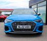 USED 2022 22 AUDI S3 2.0 TFSI Saloon 4dr Petrol S Tronic quattro Euro 6 (s/s) (310 ps) Turbo Blue (575 option), Full Fine Black Nappa Leather S Embossed Sports Seats, Comfort and Sound pack (&pound;995 option), Heated Seats, Satellite Navigation, Brake Callipers in Red With S3 Logo (&pound;290 option), Inlays in Dark Spectrum Aluminium, 3 Spoke Multi Function Steering Wheel, Audi Beam, Auto Dim Rear View Mirror, Audi Drive Select, BAB Radio, Audi Smartphone Interface, Virtual Cockpit, Electric Adjustable heated and Folding Mirrors, Hill Hold Assist, Illuminated Door Sill Trims, Light and Rain
