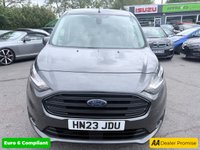 USED 2023 23 FORD TRANSIT CONNECT Grey 1.5 240 EcoBlue Limited panel van, 57,200 miles, ULEZ compliant, 6-speed manual, A/C, alloys, cruise, heated seat, rear sensors. Plus VAT @ 20%! This 2023 Ford Transit Connect, a 240 Limited derivative, boasts a single owner from new, offering excellent provenance. It features a 1.5 litre EcoBlue diesel engine, meeting Euro 6 emission standards, and comes with a 3 month warranty for your peace of mind. Inside, you'll find convenient power front windows with one touch up and down functionality, a header courtesy light with two map lights for improved visibility, and a single driver sunvisor complete with a mirror and ticket pocket. The ex