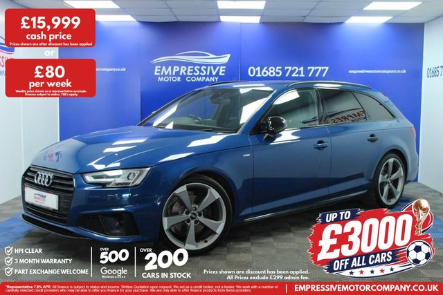 View our Audi A4 Avant 2.0 TFSI 35 Black Edition Estate 5dr Petrol S Tronic Euro 6 (s/s) (150 ps)