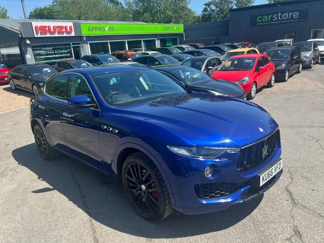 View our Maserati Levante Blue 3.0D V6 SUV, 68,250 miles, Euro 6, Automatic 4WD, Panoramic sunroof, 360 camera, Sat nav, Leather, touchscreen and a full service history...