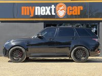 USED 2020 20 LAND ROVER RANGE ROVER SPORT 5.0 P575 V8 GPF SVR SUV 5dr Petrol Auto 4WD Euro 6 (s/s) (575 ps) Our stunning Range Rover Sport 5.0 V8 Supercharged SVR is the ultimate SUV combining performance and practicality like no other vehicle on the road - our Range Rover SVR is finished in breathtaking Santorini Black Metallic and sits on 22 Inch 5 Split Spoke Gloss Black Alloy Wheels and has the SVR-specific Exposed Carbon Fibre Bonnet, which really makes this SUV stand out and completes the Sporty appearance. The interior comes with the must-have Panoramic Sunroof, which shines a light on the Beau