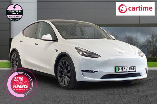 View our Tesla Model Y (Dual Motor) Performance SUV 5dr Electric Auto 4WDE (426 bhp) Expansive Glass Roof, Heated Seats, Heated Steering Wheel, Touchscreen With Navigation, 21In Alloys