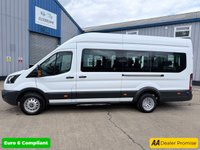 USED 2018 68 FORD TRANSIT White 2.2 TDCi 460 HDT minibus, 68,000 miles, 18 seater, 6 Speed Manual Gearbox, electric windows, double wheel,great spec. Plus VAT @ 20%! This 2018 Ford Transit TDCi 460 offers an impressive 18 seat capacity, making it an ideal choice for transporting larger groups. Powered by a robust 2.2L diesel engine, this Euro 6 compliant model combines efficiency with performance. Its registration year of 2018 ensures it benefits from modern design and technology.  The generous seating arrangement is a standout feature, providing ample space for all passengers. This Ford Transit is designed for practicality and reliability, offering a comfor