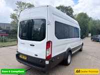 USED 2018 68 FORD TRANSIT White 2.2 TDCi 460 HDT minibus, 68,000 miles, 18 seater, 6 Speed Manual Gearbox, electric windows, double wheel,great spec. Plus VAT @ 20%! This 2018 Ford Transit TDCi 460 offers an impressive 18 seat capacity, making it an ideal choice for transporting larger groups. Powered by a robust 2.2L diesel engine, this Euro 6 compliant model combines efficiency with performance. Its registration year of 2018 ensures it benefits from modern design and technology.  The generous seating arrangement is a standout feature, providing ample space for all passengers. This Ford Transit is designed for practicality and reliability, offering a comfor