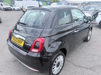 USED 2023 23 FIAT 500 Black 1.0 MHEV hatchback, 39,998 miles, Euro 6, ULEZ compliant, 6-speed manual, 7in screen, CarPlay/Android Auto, sunroof, A/C, 15in alloys. This 2023 Fiat 500 is a superb example, having had only one owner since new. It is powered by an efficient 1.0 litre petrol engine, meeting Euro 6 emissions standards. Inside, you'll find a fixed sunroof offering a panoramic view, air conditioning for comfort, and seamless connectivity with Apple CarPlay and Android Auto. The 7 inch HD touchscreen radio includes Bluetooth, USB, and DAB for all your entertainment needs, while rain and dusk sensors automatically manage the headlights.  This Fiat 5