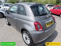 USED 2023 23 FIAT 500 Grey 1.0 MHEV hatchback, 42,442 miles, Euro 6, ULEZ compliant, 6-speed manual, 7in Screen, CarPlay/Android Auto, Sunroof, A/C, 15in alloys. This 2023 Fiat 500 is a superb example, having had only one owner since new. It is powered by an efficient 1.0 litre petrol engine and meets Euro 6 emissions standards. This model comes equipped with convenient rain and dusk sensors that automatically activate the headlights, along with Apple CarPlay and Android Auto connectivity for seamless smartphone integration. You can enjoy your favourite music and podcasts through the 7 inch HD touchscreen radio, which also features Bluetooth, USB, and DA