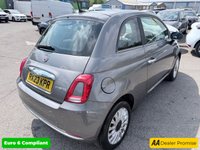 USED 2023 23 FIAT 500 Grey 1.0 MHEV hatchback, 42,442 miles, Euro 6, ULEZ compliant, 6-speed manual, 7in Screen, CarPlay/Android Auto, Sunroof, A/C, 15in alloys. This 2023 Fiat 500 is a superb example, having had only one owner since new. It is powered by an efficient 1.0 litre petrol engine and meets Euro 6 emissions standards. This model comes equipped with convenient rain and dusk sensors that automatically activate the headlights, along with Apple CarPlay and Android Auto connectivity for seamless smartphone integration. You can enjoy your favourite music and podcasts through the 7 inch HD touchscreen radio, which also features Bluetooth, USB, and DA