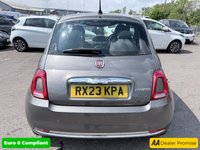 USED 2023 23 FIAT 500 Grey 1.0 MHEV hatchback, 41,298 miles, Euro 6, ULEZ compliant, 6-speed manual, 7in screen, CarPlay/Android Auto, sunroof, A/C, 15in alloys. This 2023 Fiat 500 is a superb example, having had only one owner from new. It is powered by an efficient 1.0 litre petrol engine, meeting Euro 6 emissions standards. This model comes equipped with a 7in HD touchscreen radio featuring Bluetooth, USB, and DAB functionality, alongside seamless Apple CarPlay and Android Auto connectivity. Comfort is assured with air conditioning, while the fixed sunroof, including a panoramic glass panel, adds to the airy cabin feel. Practicality is enhanced by rai
