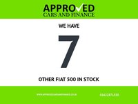 USED 2023 23 FIAT 500 Blue 1.0 MHEV hatchback, 44,183 miles, Euro 6, ULEZ compliant, 6-speed manual, 7in screen, CarPlay/Android Auto, sunroof, A/C, 15in alloys. This 2023 Fiat 500 is a superb example, having had only one owner since new. It features a responsive 1.0 litre petrol engine, meeting Euro 6 emissions standards. Inside, you'll find comfort with air conditioning and enjoy the fixed panoramic sunroof. Stay connected and entertained with Apple CarPlay and Android Auto compatibility, all managed through a 7 inch HD touchscreen radio that includes Bluetooth, USB, and DAB functionality. The car also benefits from rain and dusk sensors, which automat