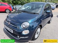 USED 2023 23 FIAT 500 Blue 1.0 MHEV hatchback, 44,183 miles, Euro 6, ULEZ compliant, 6-speed manual, 7in screen, CarPlay/Android Auto, sunroof, A/C, 15in alloys. This 2023 Fiat 500 is a superb example, having had only one owner since new. It features a responsive 1.0 litre petrol engine, meeting Euro 6 emissions standards. Inside, you'll find comfort with air conditioning and enjoy the fixed panoramic sunroof. Stay connected and entertained with Apple CarPlay and Android Auto compatibility, all managed through a 7 inch HD touchscreen radio that includes Bluetooth, USB, and DAB functionality. The car also benefits from rain and dusk sensors, which automat