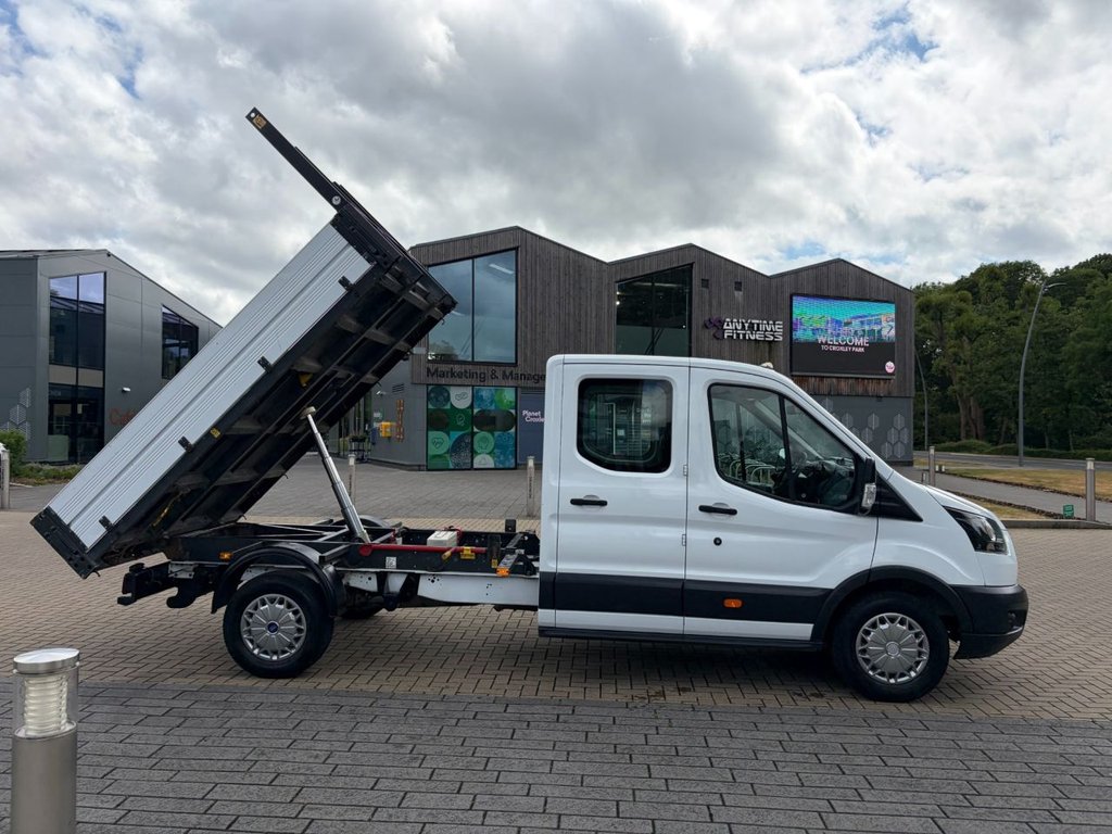 USED 2017 67 FORD TRANSIT 350 2.0TDCi EU6 L3 D/CAB ONE STOP TIPPER *ALLOY BODY*7 SEATS*E/W*TOW BAR*NEW WET BELT AT 111K MILES* EU6-LWB-7SEATS-NEW MOT