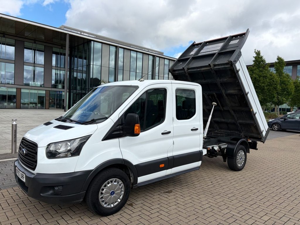 USED 2017 67 FORD TRANSIT 350 2.0TDCi EU6 L3 D/CAB ONE STOP TIPPER *ALLOY BODY*7 SEATS*E/W*TOW BAR*NEW WET BELT AT 111K MILES* EU6-LWB-7SEATS-NEW MOT