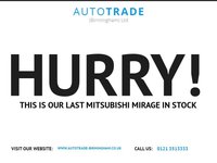 USED 2013 13 MITSUBISHI MIRAGE 1.2 3 Hatchback 5dr Petrol CVT Euro 5 (s/s) (79 ps) Auto 11 MITSUBISHI SERVICES-A/C-ABS-1 OWNER + DEALER- FRONT + REAR PARKING SENSORS