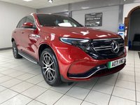 USED 2021 71 MERCEDES-BENZ EQC EQC 400 80kWh AMG Line SUV 5dr Electric Auto 4MATIC (408 ps) HYACINTH RED METALLIC / BLACK LEATHER TRIM / DUAL ZONE CLIMATE / HEATED ELECTRIC FRONT SEATS / ELECTRIC WINDOWS / POWERFOLD MIRRORS / CRUISE CONTROL / SPEED LIMITER / DRIVE MODE CONTROL / FRONT AND REAR SENSORS / REAR CAMERA / PARK ASSIST / SATNAV / DAB TUNER / BLUETOOTH / SMARTPHONE LINK / TOUCHSCREEN MEDIA / PRIVACY GLASS / 20" ALLOYS / TYPE 2 AND 3 PIN CHARGE CABLES / MERCEDES SERVICE HISTORY