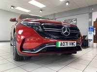 USED 2021 71 MERCEDES-BENZ EQC EQC 400 80kWh AMG Line SUV 5dr Electric Auto 4MATIC (408 ps) HYACINTH RED METALLIC / BLACK LEATHER TRIM / DUAL ZONE CLIMATE / HEATED ELECTRIC FRONT SEATS / ELECTRIC WINDOWS / POWERFOLD MIRRORS / CRUISE CONTROL / SPEED LIMITER / DRIVE MODE CONTROL / FRONT AND REAR SENSORS / REAR CAMERA / PARK ASSIST / SATNAV / DAB TUNER / BLUETOOTH / SMARTPHONE LINK / TOUCHSCREEN MEDIA / PRIVACY GLASS / 20" ALLOYS / TYPE 2 AND 3 PIN CHARGE CABLES / MERCEDES SERVICE HISTORY