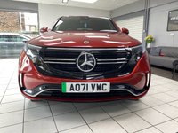 USED 2021 71 MERCEDES-BENZ EQC EQC 400 80kWh AMG Line SUV 5dr Electric Auto 4MATIC (408 ps) HYACINTH RED METALLIC / BLACK LEATHER TRIM / DUAL ZONE CLIMATE / HEATED ELECTRIC FRONT SEATS / ELECTRIC WINDOWS / POWERFOLD MIRRORS / CRUISE CONTROL / SPEED LIMITER / DRIVE MODE CONTROL / FRONT AND REAR SENSORS / REAR CAMERA / PARK ASSIST / SATNAV / DAB TUNER / BLUETOOTH / SMARTPHONE LINK / TOUCHSCREEN MEDIA / PRIVACY GLASS / 20" ALLOYS / TYPE 2 AND 3 PIN CHARGE CABLES / MERCEDES SERVICE HISTORY