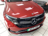 USED 2021 71 MERCEDES-BENZ EQC EQC 400 80kWh AMG Line SUV 5dr Electric Auto 4MATIC (408 ps) HYACINTH RED METALLIC / BLACK LEATHER TRIM / DUAL ZONE CLIMATE / HEATED ELECTRIC FRONT SEATS / ELECTRIC WINDOWS / POWERFOLD MIRRORS / CRUISE CONTROL / SPEED LIMITER / DRIVE MODE CONTROL / FRONT AND REAR SENSORS / REAR CAMERA / PARK ASSIST / SATNAV / DAB TUNER / BLUETOOTH / SMARTPHONE LINK / TOUCHSCREEN MEDIA / PRIVACY GLASS / 20" ALLOYS / TYPE 2 AND 3 PIN CHARGE CABLES / MERCEDES SERVICE HISTORY