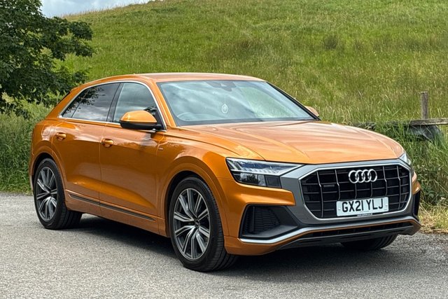 View our Audi Q8 3.0 TDI V6 50 S line SUV 5dr Diesel Tiptronic quattro Euro 6 (s/s) (286 ps) Rear View Camera, Front / Rear Parking Sensors, Audi Smartphone Interface, Heated Front Seats, 21In Alloys
