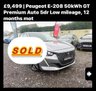 USED 2021 71 PEUGEOT E-208 50kWh GT Premium Auto 5dr Low mileage, 12 months mot