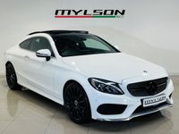 USED 2018 18 MERCEDES-BENZ C-CLASS 2.1 C250d AMG Line (Premium Plus) Coupe 2dr Diesel G-Tronic+ Euro 6 (s/s) (204 ps) Polar White | Black Leather Interior | Gloss Black AMG Wheels | Panoramic Roof | Burmester Audio | Memory Seats