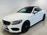USED 2018 18 MERCEDES-BENZ C-CLASS 2.1 C250d AMG Line (Premium Plus) Coupe 2dr Diesel G-Tronic+ Euro 6 (s/s) (204 ps) Polar White | Black Leather Interior | Gloss Black AMG Wheels | Panoramic Roof | Burmester Audio | Memory Seats