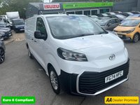 USED 2024 74 TOYOTA PROACE White 2.0D Icon LWB panel van, 10,200 miles, Euro 6, 6-speed manual, A/C, Sat nav, Rear sensors, Touchscreen. Plus VAT @ 20%! This 2024 Toyota ProAce 2.0D Icon Long Panel Van LWB Euro 6 boasts exceptionally low mileage for its age, having covered just 10,200 miles, and comes with the reassurance of only one previous owner. This Euro 6 compliant diesel van is presented in the Icon trim, featuring a robust 2.0 litre engine delivering 143 bhp. Notable features include manual air conditioning for a comfortable cabin environment, a convenient wireless charger for your devices, and dusk sensing headlights that automatically