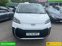 USED 2024 74 TOYOTA PROACE White 2.0D Icon LWB panel van, 10,200 miles, Euro 6, 6-speed manual, A/C, Sat nav, Rear sensors, Touchscreen. Plus VAT @ 20%! This 2024 Toyota ProAce 2.0D Icon Long Panel Van LWB Euro 6 boasts exceptionally low mileage for its age, having covered just 10,200 miles, and comes with the reassurance of only one previous owner. This Euro 6 compliant diesel van is presented in the Icon trim, featuring a robust 2.0 litre engine delivering 143 bhp. Notable features include manual air conditioning for a comfortable cabin environment, a convenient wireless charger for your devices, and dusk sensing headlights that automatically