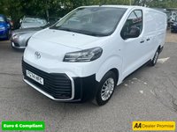 USED 2024 74 TOYOTA PROACE White 2.0D Icon LWB panel van, 10,200 miles, Euro 6, 6-speed manual, A/C, Sat nav, Rear sensors, Touchscreen. Plus VAT @ 20%! This 2024 Toyota ProAce 2.0D Icon Long Panel Van LWB Euro 6 boasts exceptionally low mileage for its age, having covered just 10,200 miles, and comes with the reassurance of only one previous owner. This Euro 6 compliant diesel van is presented in the Icon trim, featuring a robust 2.0 litre engine delivering 143 bhp. Notable features include manual air conditioning for a comfortable cabin environment, a convenient wireless charger for your devices, and dusk sensing headlights that automatically