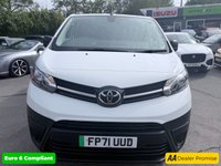 USED 2021 71 TOYOTA PROACE White 50kWh Icon electric panel van, 7,800 miles, Automatic, Touchscreen, A/C, Rear sensors, Bluetooth, cruise control. Plus VAT @ 20%! Boasting exceptionally low mileage for its age, this 2021 Toyota ProAce is a standout electric van with only one owner from new.  The Icon Medium Panel Van variant, registered in 2021, features a 50 kWh battery offering a maximum range of 143 miles when new.  It benefits from a full charge at home in approximately 7 hours and 30 minutes using a 7kW charger, and can reach 80% charge in just 32 minutes at a public charging station.  This ProAce comes with a 3 month warranty and its MOT is valid un