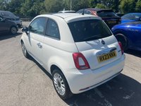 USED 2023 23 FIAT 500 White 1.0 MHEV hatchback, 39,960 miles, Euro 6, ULEZ compliant, 6-speed manual, 15in alloys, 7in touchscreen, CarPlay/Android Auto, sunroof. This 2023 Fiat 500 is a superb example, having had only one owner since new. It features a responsive 1.0 litre petrol engine, meeting Euro 6 emissions standards. Inside, you'll find a 7in HD touchscreen radio complete with Bluetooth, USB connectivity, and DAB digital radio. Seamlessly integrate your smartphone with Apple CarPlay and Android Auto. Comfort is assured with air conditioning, and the fixed sunroof adds an open feel to the cabin. Practicality is enhanced by rain and dusk sensors, whi