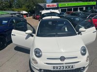 USED 2023 23 FIAT 500 White 1.0 MHEV hatchback, 39,960 miles, Euro 6, ULEZ compliant, 6-speed manual, 15in alloys, 7in touchscreen, CarPlay/Android Auto, sunroof. This 2023 Fiat 500 is a superb example, having had only one owner since new. It features a responsive 1.0 litre petrol engine, meeting Euro 6 emissions standards. Inside, you'll find a 7in HD touchscreen radio complete with Bluetooth, USB connectivity, and DAB digital radio. Seamlessly integrate your smartphone with Apple CarPlay and Android Auto. Comfort is assured with air conditioning, and the fixed sunroof adds an open feel to the cabin. Practicality is enhanced by rain and dusk sensors, whi