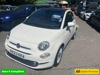 USED 2023 23 FIAT 500 White 1.0 MHEV hatchback, 39,960 miles, Euro 6, ULEZ compliant, 6-speed manual, 15in alloys, 7in touchscreen, CarPlay/Android Auto, sunroof. This 2023 Fiat 500 is a superb example, having had only one owner since new. It features a responsive 1.0 litre petrol engine, meeting Euro 6 emissions standards. Inside, you'll find a 7in HD touchscreen radio complete with Bluetooth, USB connectivity, and DAB digital radio. Seamlessly integrate your smartphone with Apple CarPlay and Android Auto. Comfort is assured with air conditioning, and the fixed sunroof adds an open feel to the cabin. Practicality is enhanced by rain and dusk sensors, whi