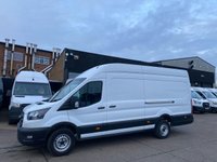 USED 2023 23 FORD TRANSIT 2.0 TDCI T350 LEADER ECOBLUE L4 H3 XLWB JUMBO H/ROOF RWD 130BHP. 79K MILES. FINANCE. PX 1 OWNER. L4 JUMBO. 79K MLS. LEADER MODEL. FINANCE.
