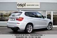 USED 2012 12 BMW X3 2.0 20d M Sport SUV 5dr Diesel Steptronic xDrive Euro 5 (s/s) (184 ps) BLACK NAVADA LEATHER, SATELLITE NAVIGATION, CLIMATE CONTROL, HEATED FRONT SEATS, BLUETOOTH, KEYLESS, ROOF RAILS, TOWBAR, REAR PRIVACY GLASS, MULTI FUNCTION STEERING WHEEL, CRUISE CONTROL, PERFORMANCE CONTROL, M SPORTS PACKAGE, SUN PROTECTION GLAZING, SPORT SEATS, RAIN SENSOR, XENONS, ADAPTIVE HEADLIGHTS, LIGHTS PACKAGE, HIGH BEAM ASSISTANT, BMW ASSIST, BMW ONLINE & TELESERVICES, USB DEVICES, M LEATHER STEERING WHEEL, M AERODYNAMICS PACKAGE, HIGH GLOSS SHADOW LINE, M DOUBLE SPOKE ALLOY WHEELS