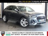 USED 2019 19 AUDI Q3 1.5 TFSI CoD 35 S line SUV 5dr Petrol S Tronic Euro 6 (s/s) (150 ps) VIRTUAL COCKPIT DIGITAL DASH DISPLAY + SATELLITE NAVIGATION + APPLE CARPLAY / ANDROID AUTO + BLUETOOTH CONNECTIVITY + DAB DIGITAL RADIO + CRUISE CONTROL + AUTOMATIC LED HEADLIGHTS + IN CAR ENTERTAINMENT WITH TOUCH SCREEN MEDIA DISPLAY + LANE ASSIST + BLIND SPOT ASSIST + DUAL ZONE CLIMATE CONTROL + AIR CONDITIONING + ECO STOP START SYSTEM + LED DAY TIME RUNNING LIGHTS + LEATHER MULTI FUNCTIONAL STEERING WHEEL + PARKING SENSORS + SELECTABLE DRIVING MODES + AUTOMATIC WIPERS WITH RAIN SENSOR