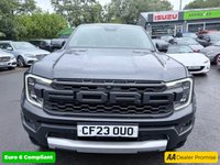 USED 2023 23 FORD RANGER Grey 3.0T V6 EcoBoost Raptor pickup, 74,165 miles, Euro 6, auto 4WD, Half leather, 360 Cameras, Sat nav, Touchscreen, A/C. Plus VAT @ 20%! This 2023 Ford Ranger T V6 Raptor is a superb example, having had only one owner since new. It boasts a powerful 3.0L Petrol Engine and a robust Four Wheel Drive drivetrain, all meeting the Euro 6 emission standards. This Raptor trim level comes equipped with a suite of convenient features, including Front and Reverse Parking Aid with parking assistance sensors, Passive Keyless Entry and Start for effortless access, and Wireless Charging for your devices. Comfort is further enhanced by the Front