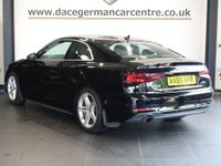 USED 2018 68 AUDI A5 1.4 TFSI S line Coupe 2dr Petrol S Tronic Euro 6 (s/s) (150 ps) BEAUTIFUL, HIGH QUALITY AUDI - COMES WITH A FULL SERVICE HISTORY + SATELLITE NAVIGATION + BLUETOOTH PHONE AND MEDIA CONNECTIVITY + APPLE CARPLAY / ANDROID AUTO + IN CAR ENTERTAINMENT MEDIA DISPLAY + APPS CONTROL + AUTOMATIC LED HEADLIGHTS + DAB DIGITAL RADIO + THREE ZONE CLIMATE CONTROL + AIR CONDITIONING + KEYLESS START + ECO STOP/START SYSTEM + FRONT AND REAR PARKING SENSORS + 18 INCH ALLOY WHEELS + SELECTABLE DRIVING MODES + AUTOMATIC WIPERS WITH RAIN SENSOR + ELECTRIC WINDOWS