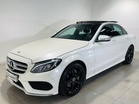 USED 2014 64 MERCEDES-BENZ C-CLASS 2.0 C200 AMG Line Saloon 4dr Petrol 7G-Tronic+ Euro 6 (s/s) (184 ps) Diamond White | Black Leather | Burmester Audio | Panoramic Roof | Full Service History | ULEZ OK