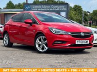 USED 2018 68 VAUXHALL ASTRA 1.4i Turbo SRi Hatchback 5dr Petrol Manual Euro 6 (150 ps) SAT NAV + CARPLAY + SENSORS + HEATED SEATS/WHEEL + CRUISE + FSH