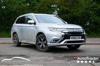 USED 2018 68 MITSUBISHI OUTLANDER 2.4h TwinMotor 13.8kWh 4h SUV 5dr Petrol Plug-in Hybrid CVT 4WD Euro 6 (s/s) (209 ps) STERLING SILVER METALLIC PAINTWORK + 360 CAMERA + HEATED STEERING WHEEL