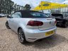 USED 2012 VOLKSWAGEN GOLF 1.4 TSI GT Cabriolet 2dr Petrol Manual Euro 5 (160 ps) 2012 VW Golf 1.4 TSI GT Cabriolet in silver with just 62,810 miles. This is a fantastic open-top with serious GT spec throughout. 158bhp turbocharged engine, 18in Charleston alloys, sports suspension, dual-zone climate control, DAB radio, Bluetooth, parking sensors front and rear, and a fully automatic electric hood. Supplied with a fresh full service, 12 months MOT and our comprehensive 6 month parts and labour warranty. Ready to drive away with confidence. Call us on 01506 853952.