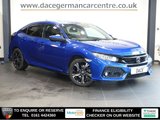 USED 2017 17 HONDA CIVIC 1.5 VTEC Turbo Sport Hatchback 5dr Petrol CVT Euro 6 (s/s) (182 ps) COMES WITH A COMPREHENSIVE HONDA MAIN DEALER SERVICE HISTORY + SATELLITE NAVIGATION + APPLE CARPLAY / ANDROID AUTO + REAR VIEW CAMERA + BLUETOOTH PHONE AND MEDIA CONNECTIVITY + APPS CONTROL + IN CAR ENTERTAINMENT WITH TOUCH SCREEN MEDIA DISPLAY + AUTOMATIC LED HEADLIGHTS + DAB DIGITAL RADIO + DUAL ZONE CLIMATE CONTROL + AIR CONDITIONING + ECO STOP/START SYSTEM + SELECTABLE DRIVING MODES + FRONT AND REAR PARKING SENSORS + 17 INCH ALLOY WHEELS + AUTOMATIC WIPERS WITH RAIN SENSOR