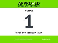 USED 2019 69 BMW 4 SERIES Black BMW 420i M Sport xDrive, 58,000 miles, ULEZ compliant, Automatic, M Sport Plus Pack, HK audio, Leather, Sat nav, 19in alloys, F&R sensors. This stunning 2019 BMW 420i M Sport xDrive combines sporty performance, premium comfort and everyday practicality in one impressive package. Powered by BMW&rsquo;s responsive 2.0 litre turbocharged petrol engine and paired with a smooth automatic gearbox, this Euro 6 compliant coupe delivers an engaging driving experience whilst maintaining excellent efficiency. The intelligent xDrive four wheel drive system provides enhanced grip and stability in all weather conditions, giving you complete confidence