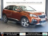 USED 2017 17 PEUGEOT 3008 1.6 BlueHDi Allure SUV 5dr Diesel EAT Euro 6 (s/s) (120 ps) BEAUTIFUL SUV - COMES WITH A FULL SERVICE HISTORY + VIRTUAL COCKPIT DIGITAL DASH DISPLAY + SATELLITE NAVIGATION + APPLE CARPLAY / ANDROID AUTO + REAR VIEW CAMERA + BLUETOOTH MEDIA STREAMING + DUAL ZONE CLIMATE CONTROL + AIR CONDITIONING + IN CAR ENTERTAINMENT WITH TOUCH SCREEN MEDIA DISPLAY + CRUISE CONTROL + ECO STOP START SYSTEM + HILL HOLD START ASSIST + LED DAY TIME RUNNING LIGHTS + PRIVACY GLASS + AUTOMATIC WIPERS WITH RAIN SENSOR + LEATHER MULTIFUNCTIONAL STEERING WHEEL + ELECTRIC WINDOWS