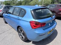 USED 2018 BMW 1 SERIES Blue 1.5 116d Sport hatchback, 83,000 miles, Euro 6, 6-speed manual, 17in alloys, Sat nav, Bluetooth, Air Conditioning, Rear sensors and much more! This 2018 BMW 1 Series 116d Sport is a Euro 6 compliant vehicle, offering an efficient 1.5L diesel engine. This Sport trim model comes equipped with stylish Dark Chrome exhaust tailpipes, enhancing its sporty appearance. For convenience and connectivity, it features Bluetooth hands free with USB audio interface, allowing for seamless music streaming and call handling. Driving in varied conditions is made easier with the rain sensor and automatic headlight activation, ensuring optimal visibility.