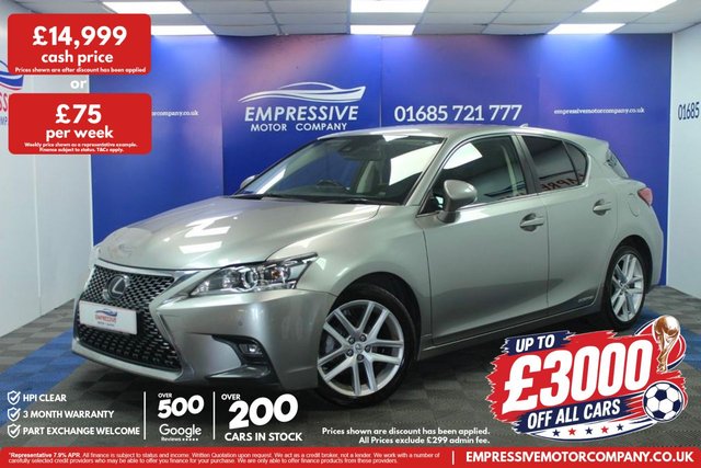 View our Lexus Ct 1.8 200h Hatchback 5dr Petrol Hybrid E-CVT Euro 6 (s/s) (136 ps)