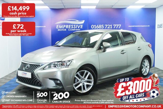 View our Lexus Ct 1.8 200h Hatchback 5dr Petrol Hybrid E-CVT Euro 6 (s/s) (136 ps)